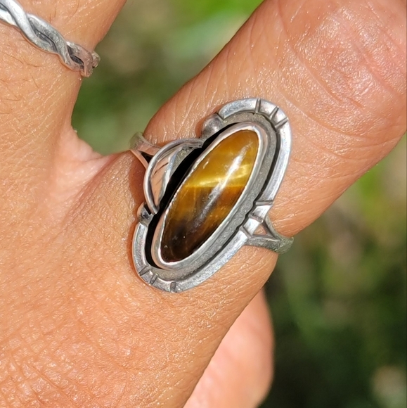 Artisan 925 sterling silver tiger's eye handcrafted ring size 6.5 - Picture 17 of 17
